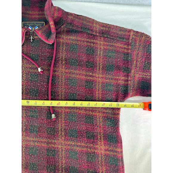 VTG 90s French Country Express Women' sz S Oversized Fleece Pullover Plaid Comfy - Picture 7 of 8
